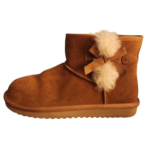 UGG Koolabura Victoria Mini Boots Sz 10 Chestnut Bows Brown Ankle #1114731 - Picture 1 of 9